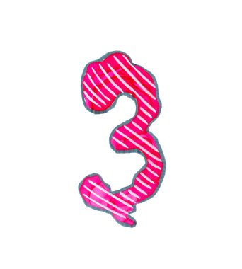 Beyaz arka planda alkol mürekkebiyle boyanmış üç numaralı renkli.