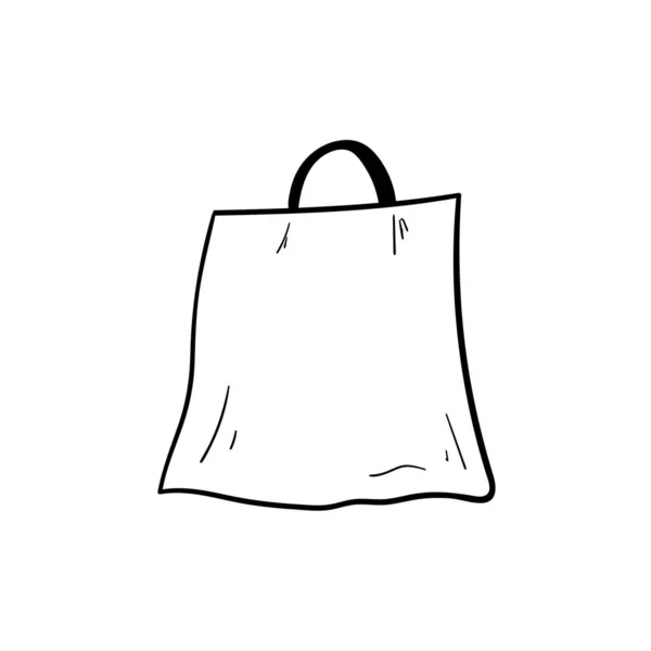 Funny Bolsa Compras Con Cara Ilustración Vectorial Libro Para Colorear — Vector de stock