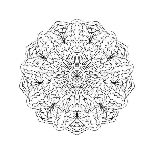 Hand Dras Runt Mandala Mönster Spetsdekoration Cirkel Vektorillustration Element För — Stock vektor