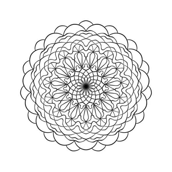 手绘圆形曼陀罗图案 环绕着花边装饰 矢量图解 着色页的元素 — 图库矢量图片