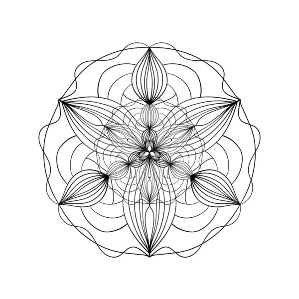 Modèle Mandala Rond Dessiné Main Ornement Dentelle Cercle Illustration Vectorielle — Image vectorielle