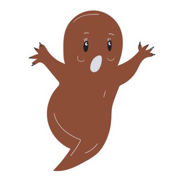 Beyaz arka planda şirin bir cadılar bayramı hayaleti..