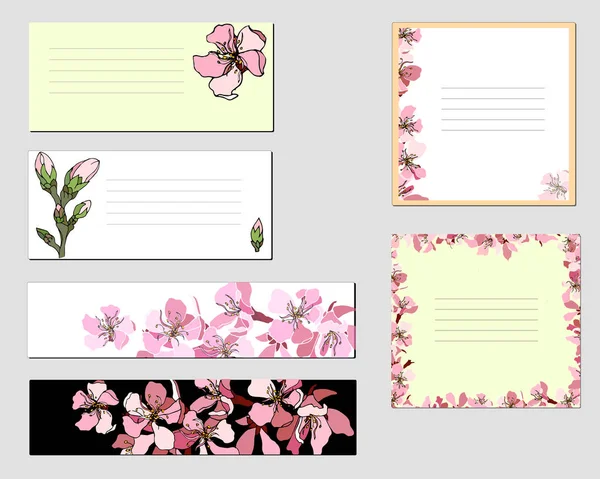 Samling Forskellige Blomster Papir Etiketter Til Annoncer Vektorrammer Med Lyserøde – Stock-vektor