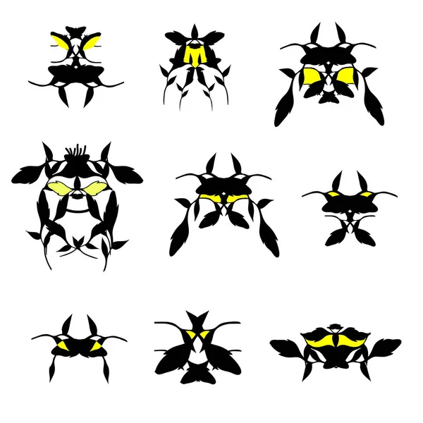 Conjunto Vetorial Animais Estilizados Padrão Animal Abstrato Para Tatoo Logotipo — Vetor de Stock