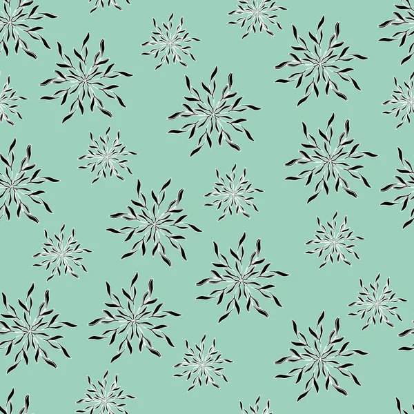 Květinové Zelené Pozadí Barvy Kontury Nebo Sněhových Vloček Nekonečné Textury — Stockový vektor
