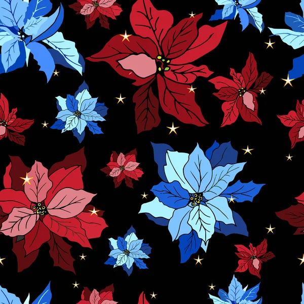 Patrón Sin Costuras Con Flores Vectoriales Azulejo Ornamento Textura Sin — Vector de stock