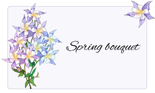 Tarjeta de primavera con flores delicadas. Ilustración vectorial de flores rosas y blancas . — Vector de stock