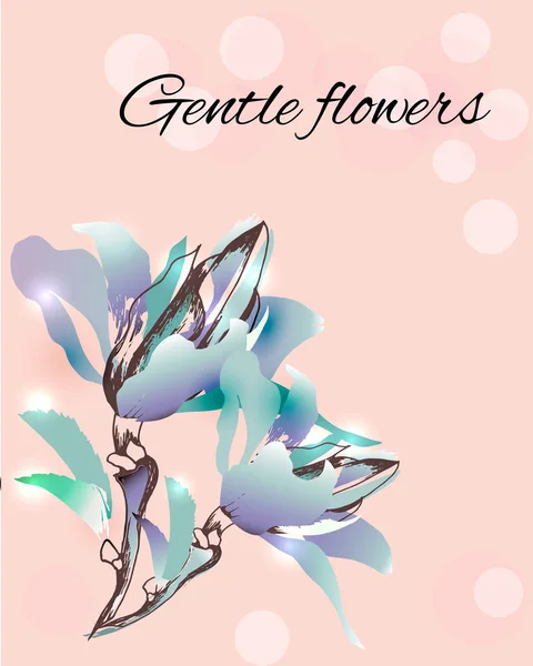 Hand Getekend Aquarel Bloemen Lente Contour Bloemen Versieren Voor Feestdagen — Stockvector