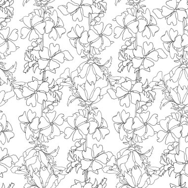Kontur çiçeklerinden ışık arka plan. Siyah ve beyaz kontur çizim, duvarda kumaş, fayans ve kağıt ve duvar kağıdı dekorasyon için doku.