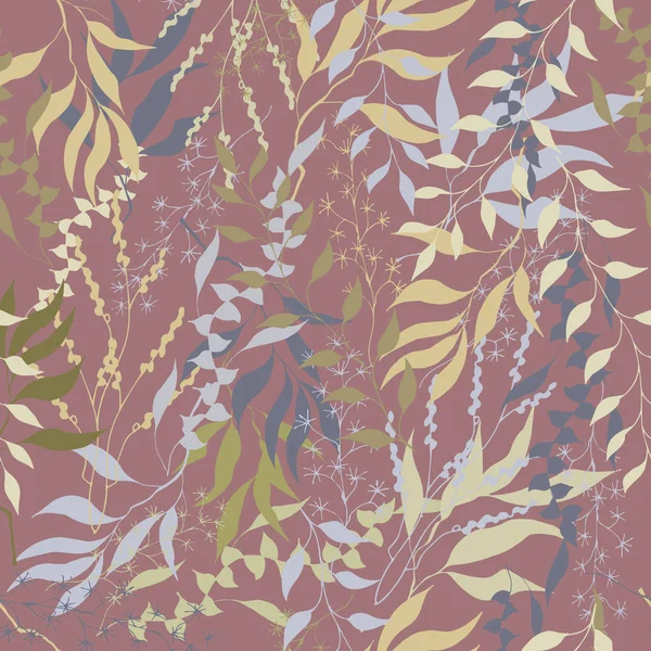 Fond floral vintage aux feuilles beiges. Texture Bourgogne pour tissus et carreaux . — Image vectorielle