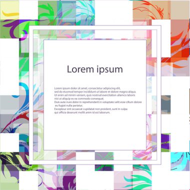 Metin için modern şablon. Bir çiçek süsü ile açıklama için bir çerçeve ile Kart. Metin çerçevesi. Soyut geometrik afiş tasarım şablonu.