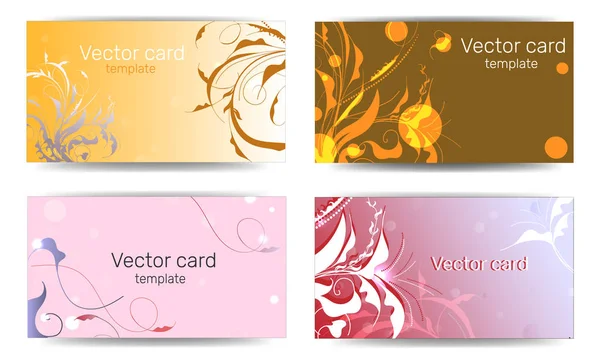 Visitenkarten-Vorlagen mit rosa und orangefarbenen Blumenmustern. Textrahmen. abstraktes geometrisches Banner. — Stockvektor