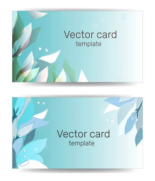 Visitenkartenvorlage in Blautönen mit floralem Ornament. Textrahmen. abstraktes geometrisches Banner. — Stockvektor