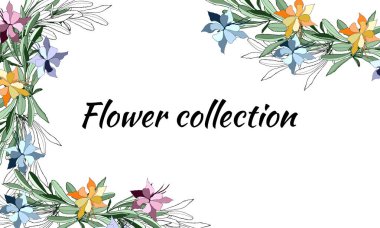 Bahar kartpostalı. Renkli ve kontur lu renklere sahip metin çerçevesi. Dekorasyon, kağıt, kartlar, selamlar için. Vektör çizimi.