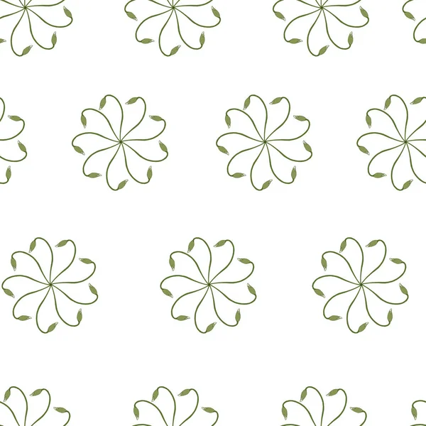 Fondo floral de verano. Adorno para tela sobre fondo blanco. Elegante adorno natural. Textura vintage para baldosas — Archivo Imágenes Vectoriales