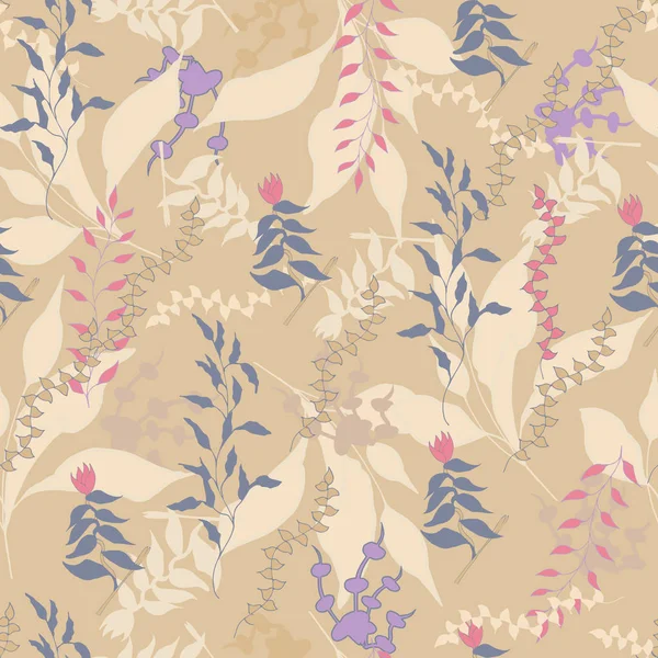 Fundo floral vintage com folhas bege. Textura borgonha para tecidos e telhas . — Vetor de Stock