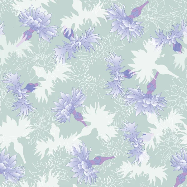 Květinové textury pro tkaniny. Bezproblémové ozdoby květin a listů na modrém pozadí. Vinobraní textury pro dekoraci tkaniny, dlaždic a papíru. — Stockový vektor