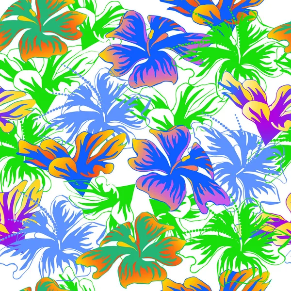 Fondo claro sin costuras con flores brillantes. Patrón de verano hecho a mano. Ilustración vectorial para tela, azulejos, decoupage . — Vector de stock