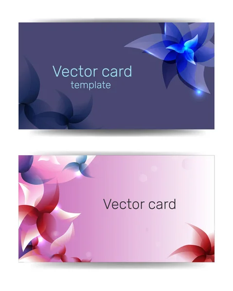 Visitenkartenvorlagen in Blautönen mit floralen Mustern. Textrahmen. abstraktes geometrisches Banner. — Stockvektor