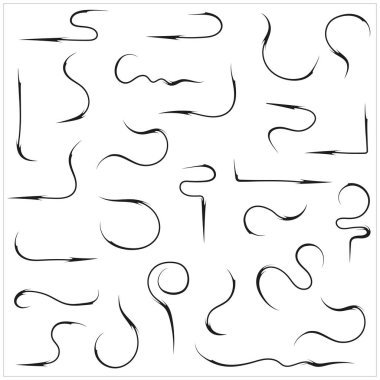 Siyah filigran okları. Elle çizilmiş simgeler. Beyaz arka planda yalıtılmış vektör çizimi