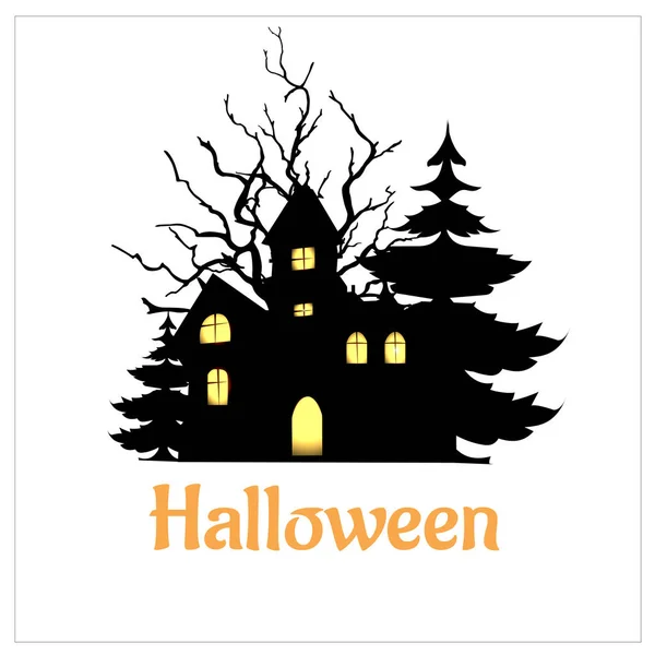 Logo Para Halloween Icono Blanco Negro Para Póster Sobre Fondo — Vector de stock