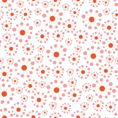 Kusursuz ışık deseni. Beyaz arka plandaki dairelerden kırmızı soyut süs. Kumaş, kiremit, kağıt için tekstil arkaplanı.