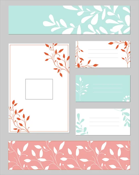 Set van rand voor tekst met een bloemmotief. Tekstframes en labels voor uw ontwerp. Ornament van bladeren. — Stockvector