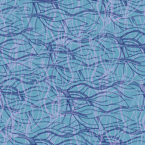 Abstraktní Mořská Vlna Hladký Vzor Tkaní Vlnité Ručně Kreslené Modré — Stockový vektor