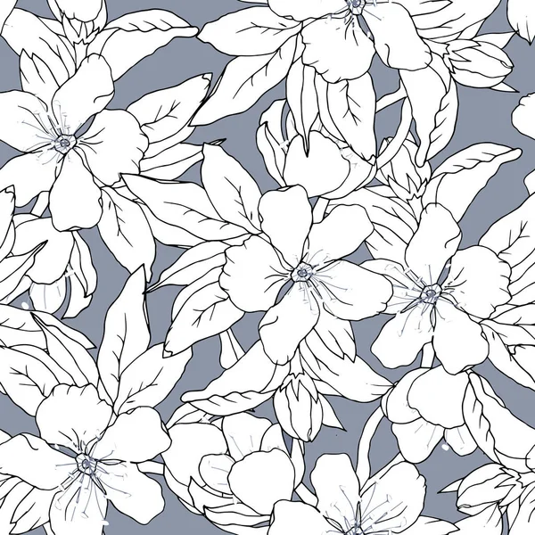 Patrón Floral Textil Sin Costuras Vector Flores Blancas Sobre Fondo — Vector de stock
