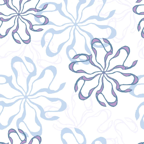Sanfte Hellblaue Blumen Auf Weißem Hintergrund Nahtloses Vektormuster Pastellfarben Für — Stockvektor