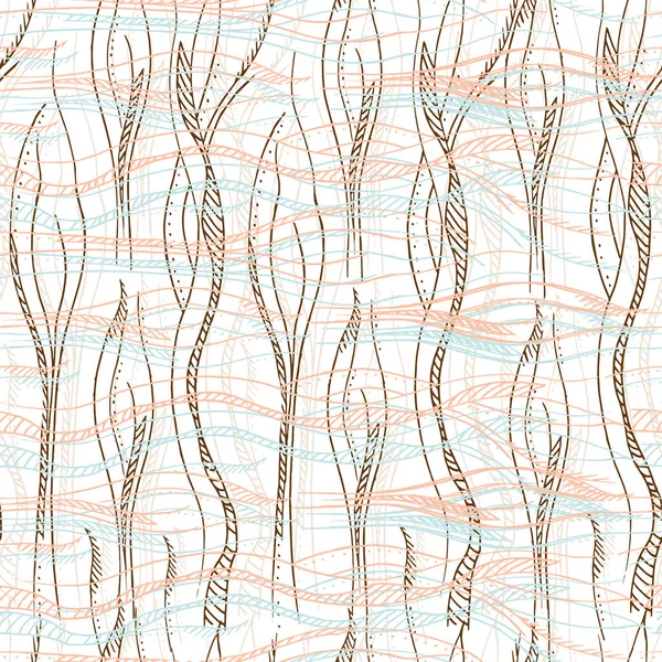 Simples Padrão Abstrato Sem Costura Algas Marrons Água Ondas Textura —  Vetores de Stock