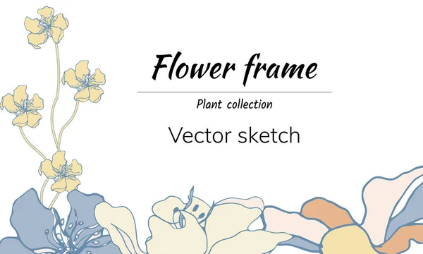 Vector Floral Text Freim Baner Delicate Flowers Invitations Congratulations Vector — Stock Vector