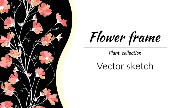 Texte Cadre Floral Pour Signature Illustration Vectorielle Dessinée Main Affiche — Image vectorielle