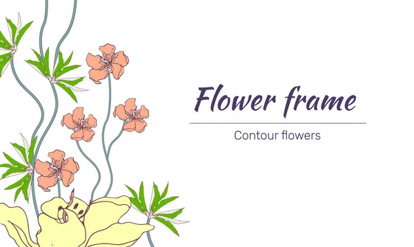 Cadre Texte Floral Avec Fleurs Tropicales Carte Postale Pour Les — Image vectorielle