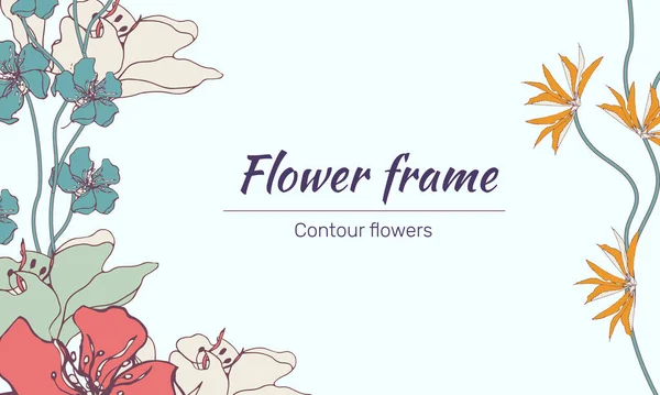 Bannière Printanière Aux Fleurs Tropicales Cadre Vectoriel Floral Pour Invitation — Image vectorielle