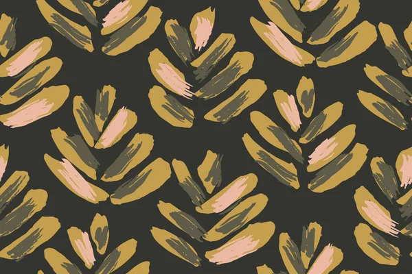 Textured Tropical Leaves Seamless Vector Pattern One Directional Pattern Painted — стоковый вектор