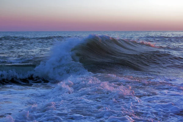 Surf Nocturno Mar Después Una Tormenta — Foto de Stock