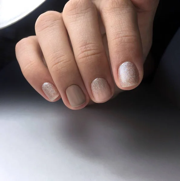Cielisty Manicure Paznokciach Kobiece Manicure — Zdjęcie stockowe