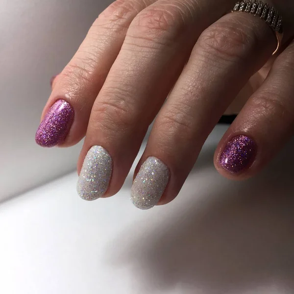 Manicure Różnych Kolorach Paznokcie Kobiece Manicure — Zdjęcie stockowe