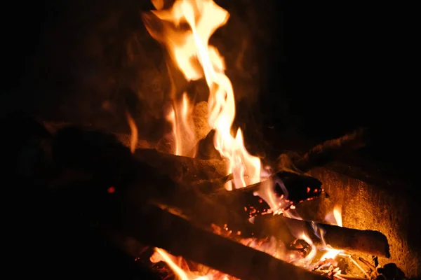 Fire in the fireplace, note shallow depth of field