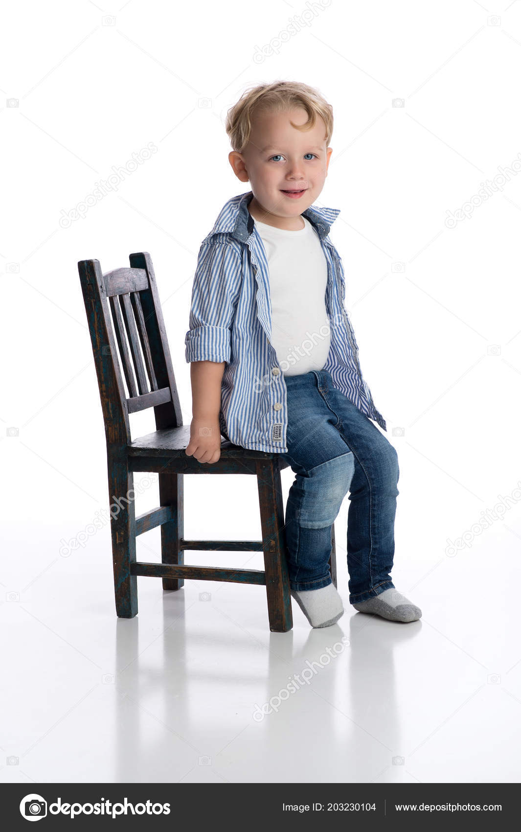 Boy Studio Sitting Chair Boy Sitting On Chair Studio Shot Portrait