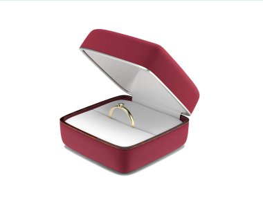 Güzel hediye kutusunda alyans. 3D render, 3d resim, 3d modeli