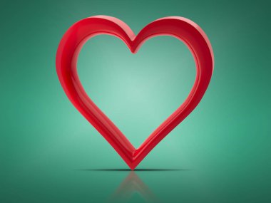 Kırmızı kalp. Aşk sembolü. Hacimsel 3d kalp. 3D render, 3d resim, 3d modeli