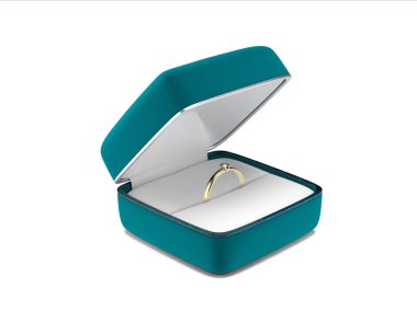 Güzel hediye kutusunda alyans. 3D render, 3d resim, 3d modeli