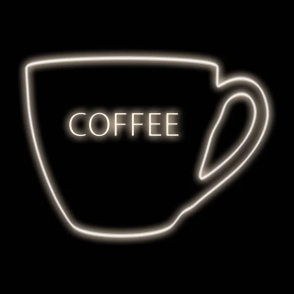 Koffie Kopje Pictogram Neon Gloed Verfrissend Drankje — Stockfoto