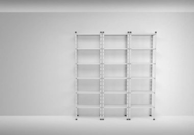 raf 3D görüntü. 3D model metal raflar.