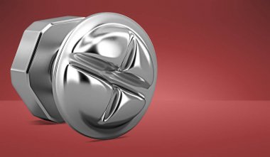 3D model demir cıvata. 3D render metal somun.