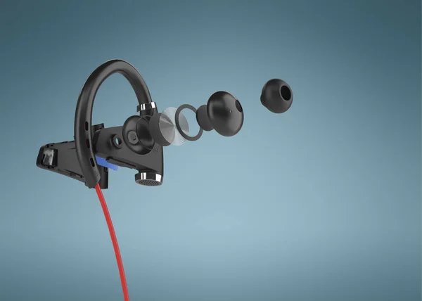 无线耳机 蓝牙耳机3D图像 — 图库照片