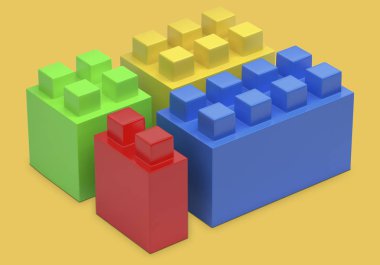 İnşaat 3D modeli. 3D eğitici oyunlar. lego 3d resmi.