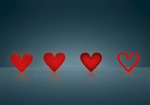 心脏3D模型 爱的象征3D渲染 — 图库照片
